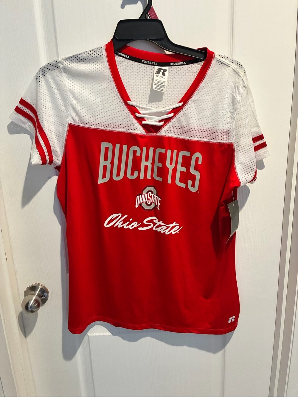 Russell Athletic Red & White Ohio State Buckeyes Lace-Up Fan Jersey